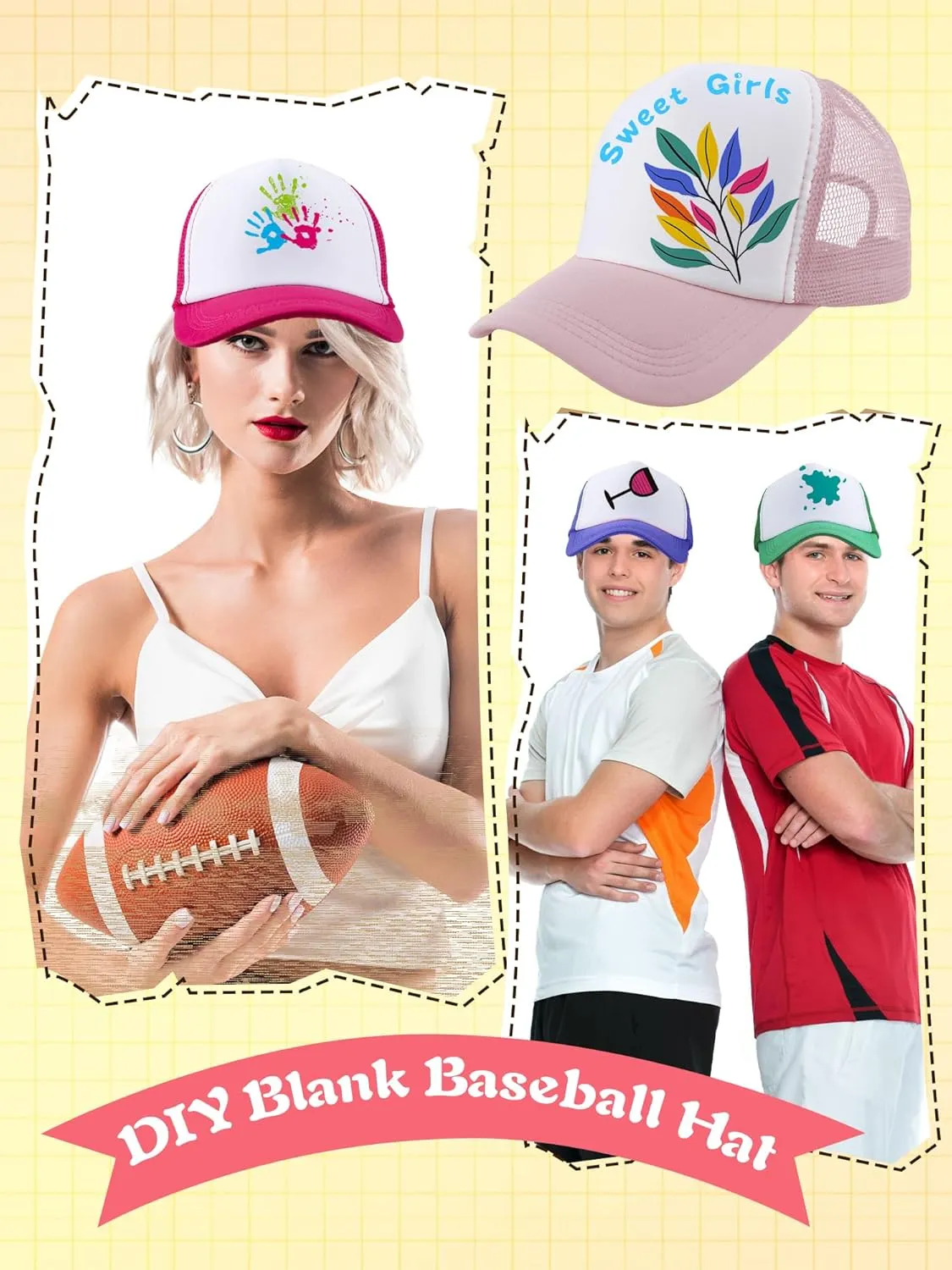 12 Pack Adult Blank Trucker Hats DIY Sublimation Trucker Caps Mesh Baseball Cap Summer Hat for Men Women Summer