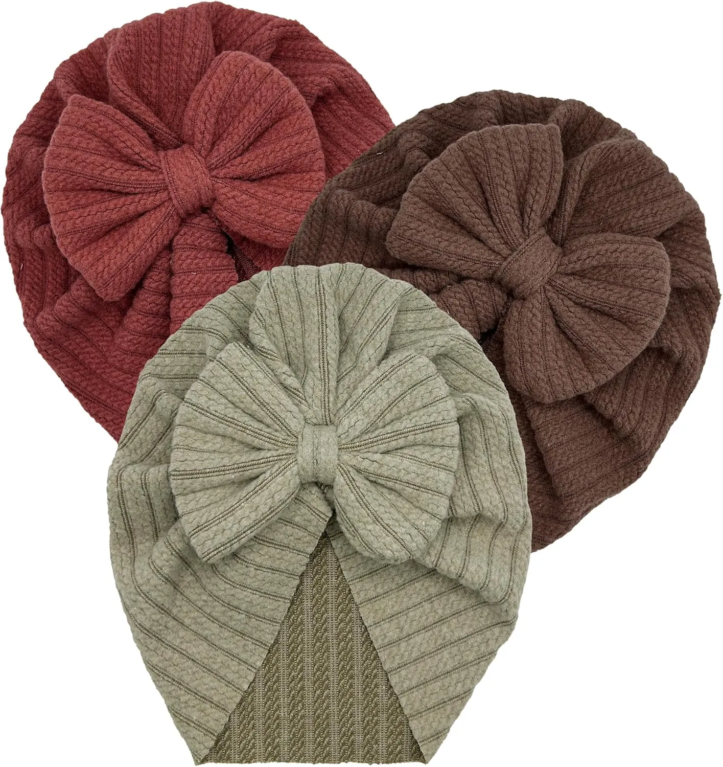 3 Pack Velvet Baby Turban Hats with Bow, Stretchy Baby Head Cover Beanies for Newborn, Toddler, Infant Head Wraps