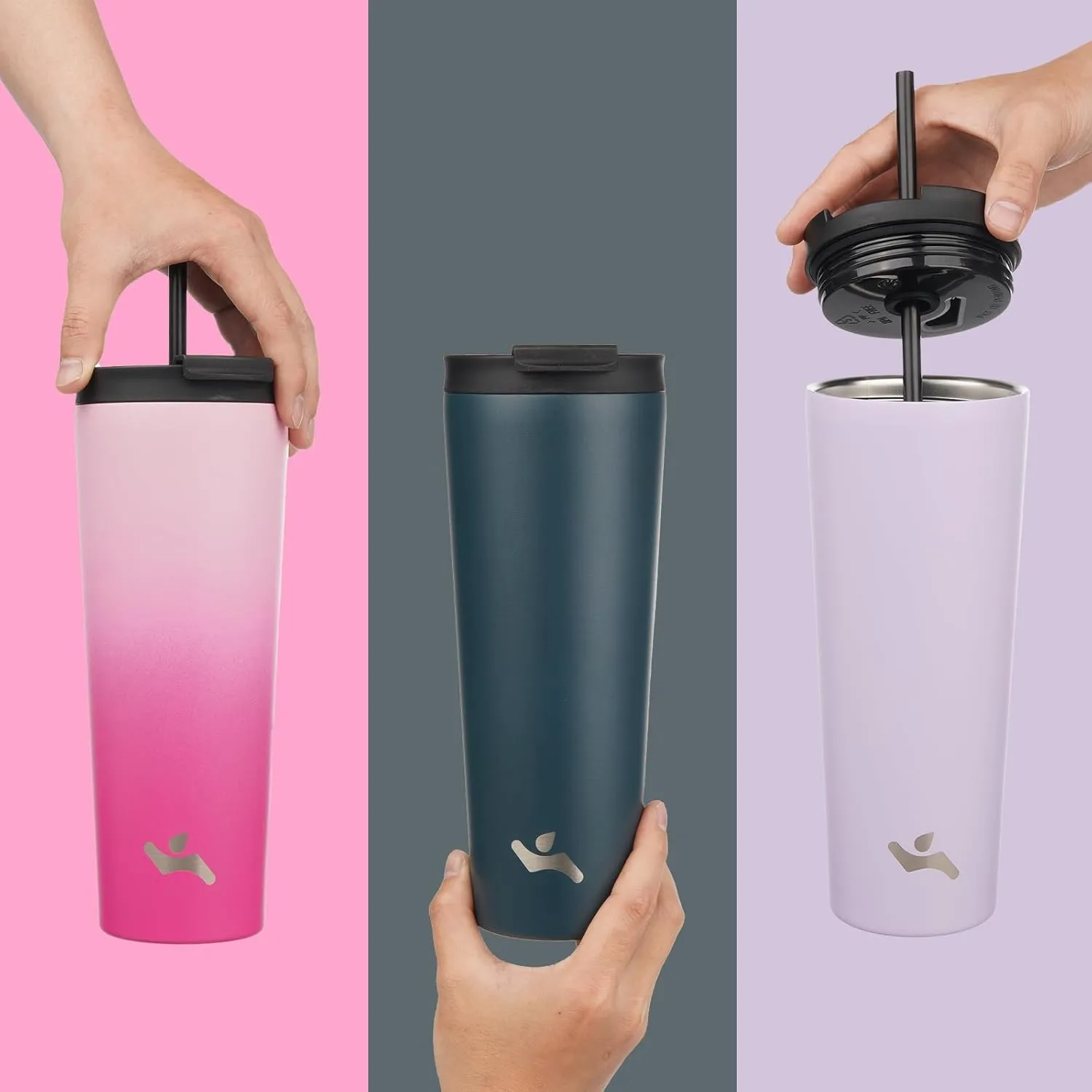 30 OZ Insulated Tumbler with Lid and 2 Straws Stainless Steel Water Bottle Vacuum Travel Mug Coffee Cup,ArmyGreen
