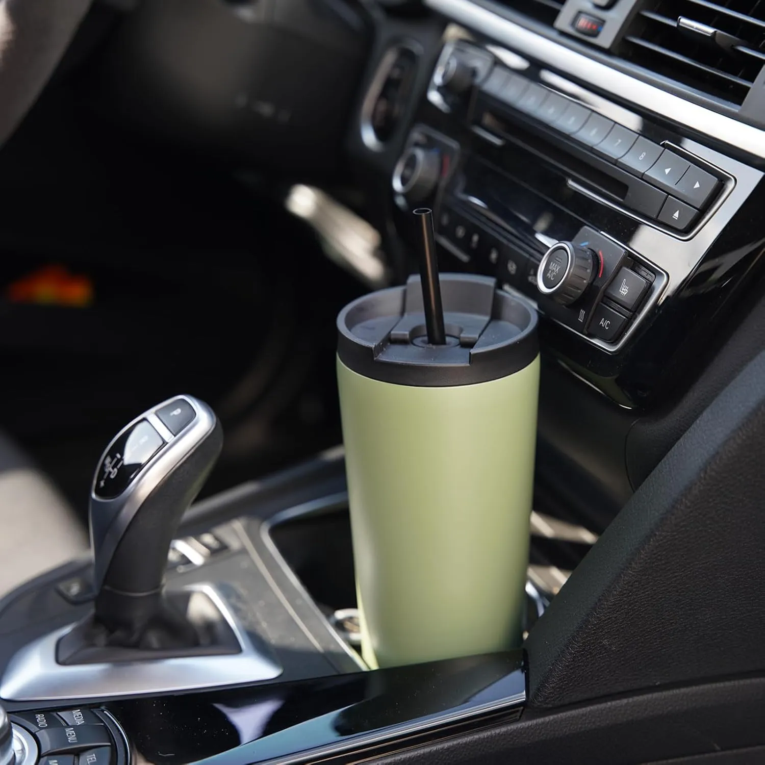 30 OZ Insulated Tumbler with Lid and 2 Straws Stainless Steel Water Bottle Vacuum Travel Mug Coffee Cup,ArmyGreen