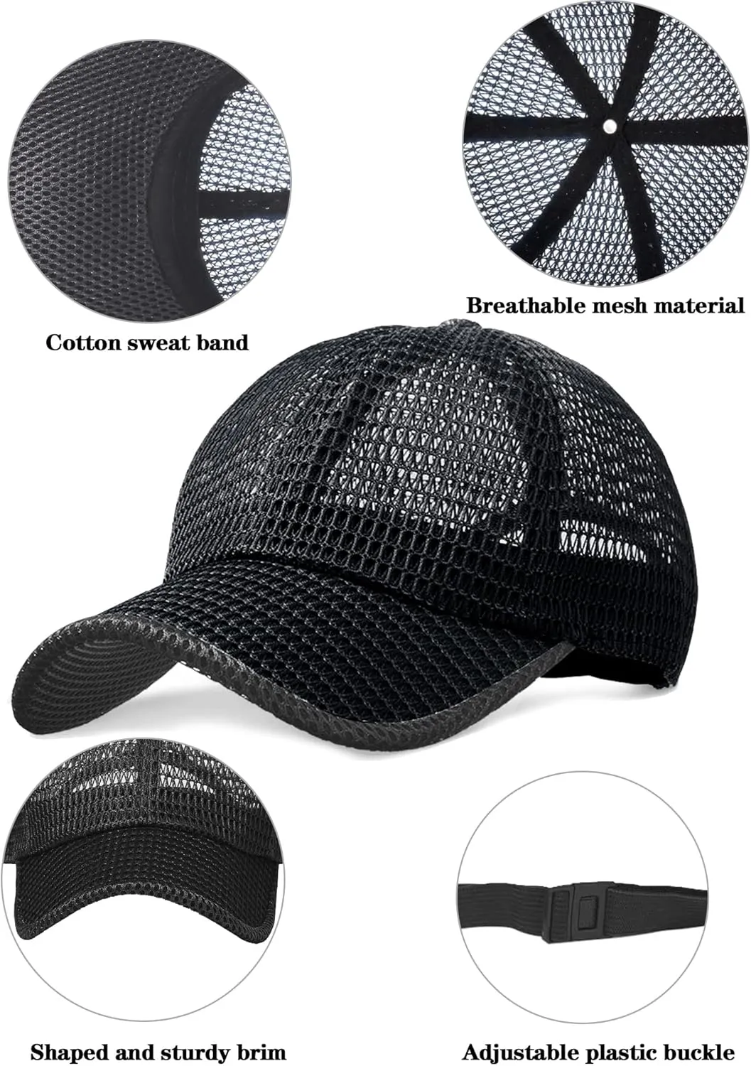 4 Pieces Summer Mesh Baseball Cap Breathable Full Cooling Hat Quick Dry Cool Hats Mesh Running Hat for Men Women