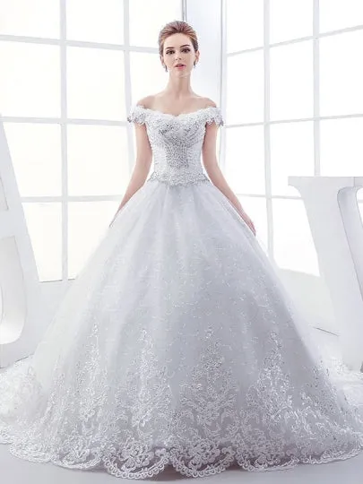Beading Appliques Ball Gown Wedding Dress