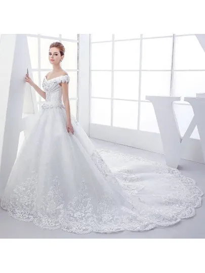 Beading Appliques Ball Gown Wedding Dress