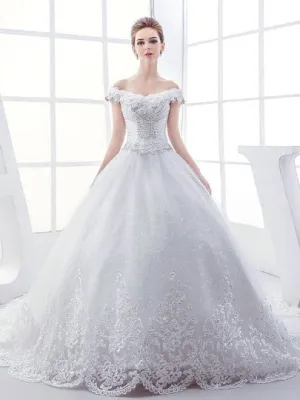 Beading Appliques Ball Gown Wedding Dress
