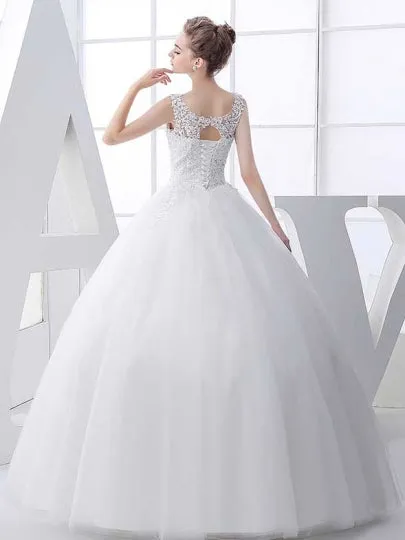 Beading Tulle Basque A-Line Wedding Dress