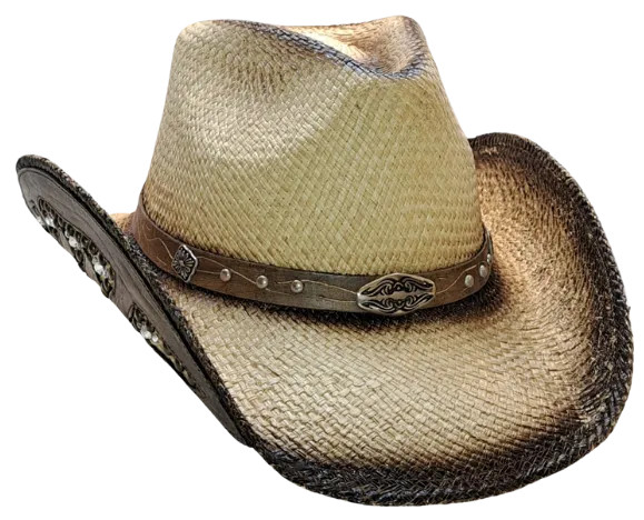 BEDISE THE OCEAN Biege Straw Cowboy Hat by Austin