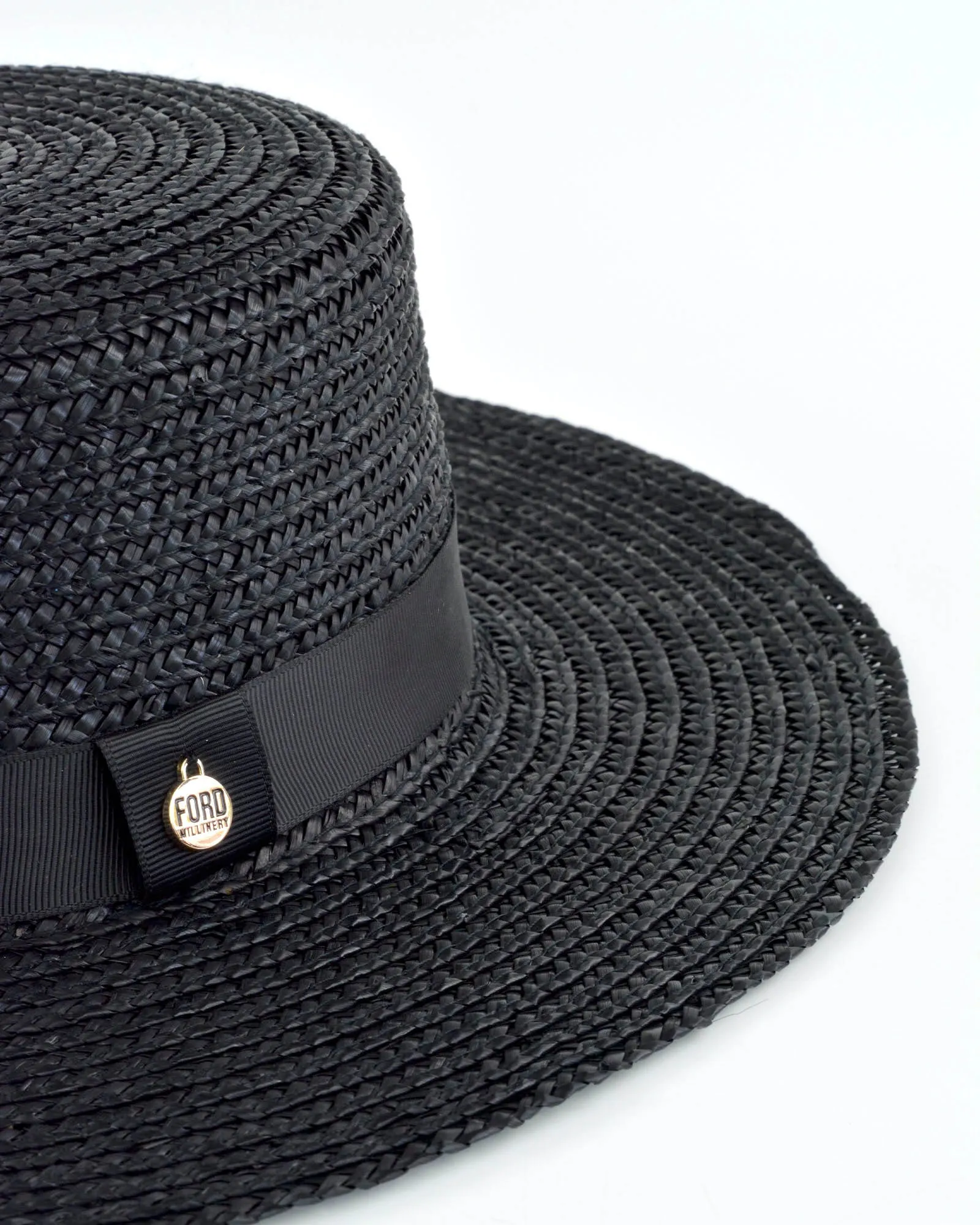 BETSY Boater Hat (black w- grosgrain)