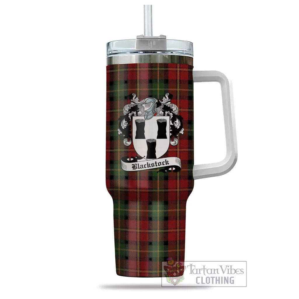 Blackstock Red Dress Tartan and Family Crest Tumbler with Handle