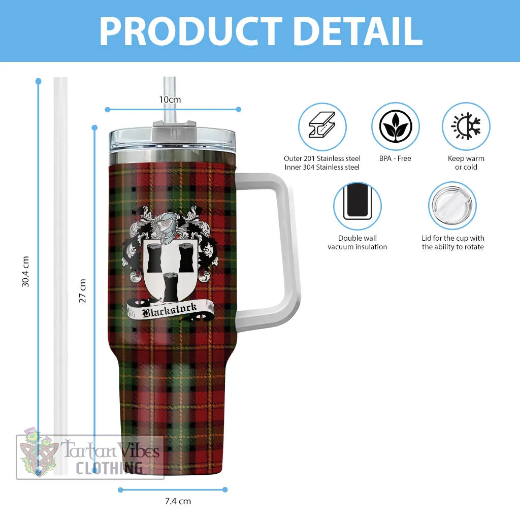 Blackstock Red Dress Tartan and Family Crest Tumbler with Handle