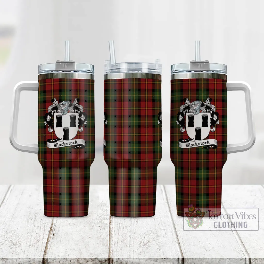 Blackstock Red Dress Tartan and Family Crest Tumbler with Handle