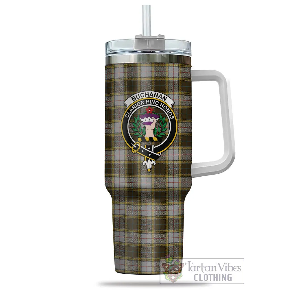 Buchanan Dress Tartan and Family Crest Tumbler with Handle
