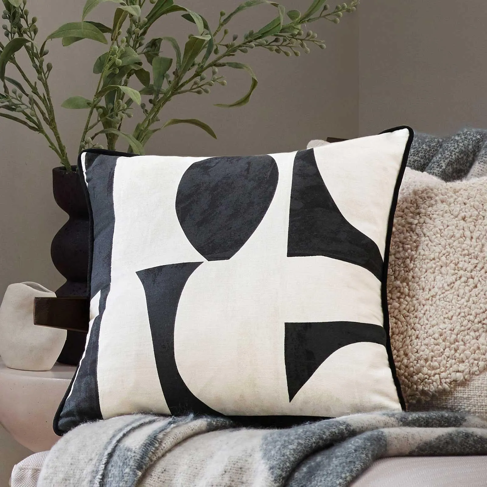 Carro Abstract Piped Cushion Cover 18" x 18" (45cm x 45cm)