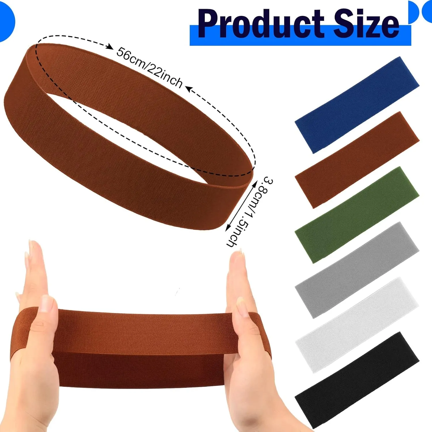 Cindeer 6 Pieces Stretchable Hat Band for Women Cowboy Hat Band for Men Panama Straw Accessories, 6 Colors