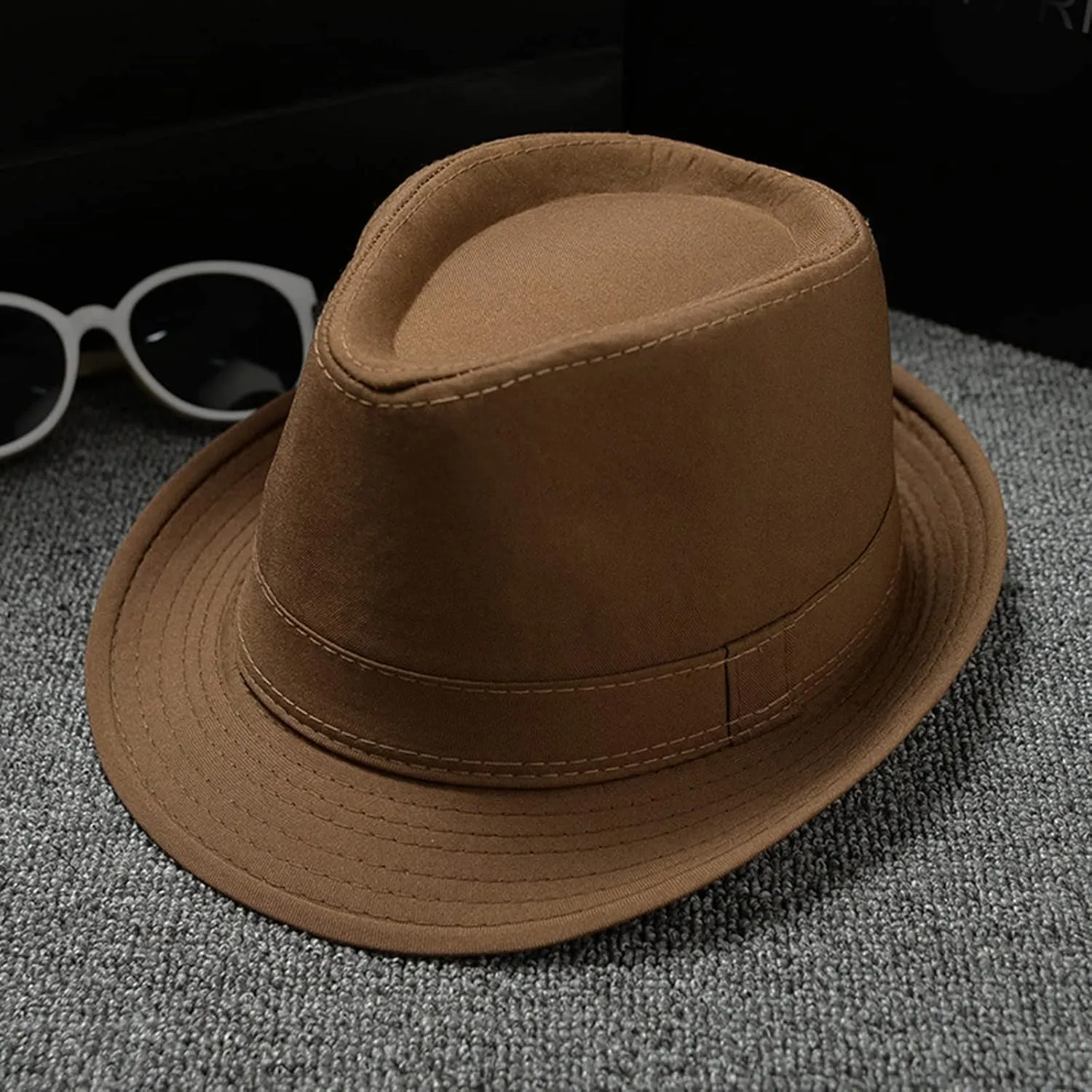 Classic Fedora Hats Men Panama Jazz Hat Men's Vintage Short Brim Bowler Hat 20s Hat Jazz Cap