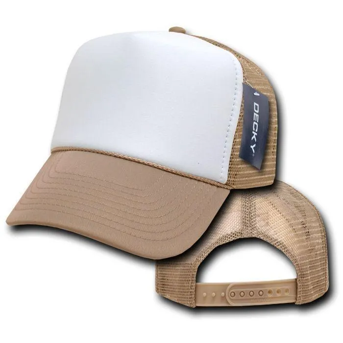 Decky Classic Trucker Hats Caps Foam Mesh Two Tone Blank Plain Solid Snapback