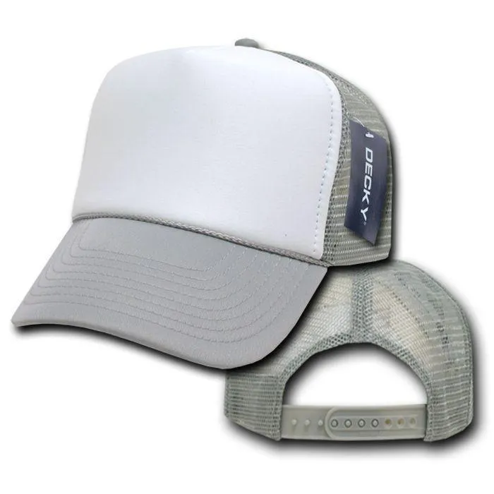 Decky Classic Trucker Hats Caps Foam Mesh Two Tone Blank Plain Solid Snapback