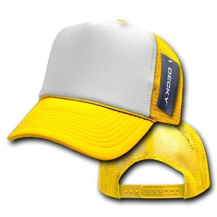 Decky Classic Trucker Hats Caps Foam Mesh Two Tone Blank Plain Solid Snapback