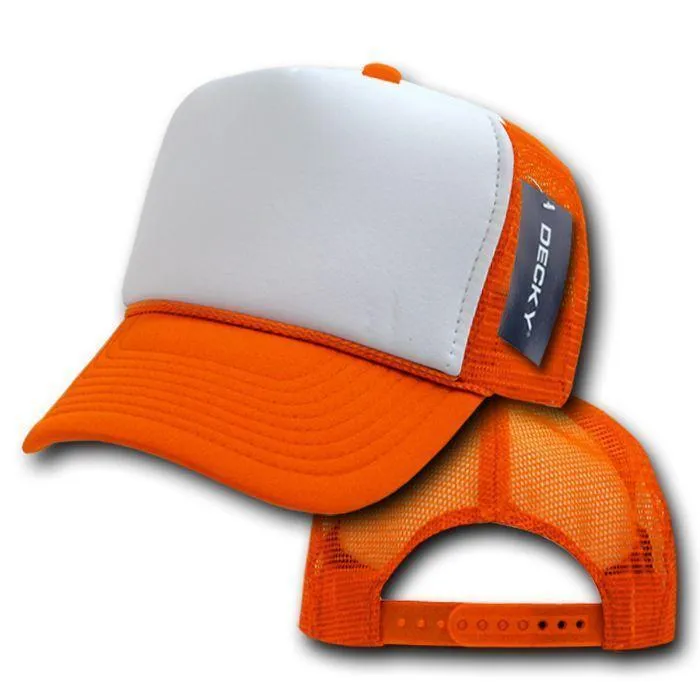 Decky Classic Trucker Hats Caps Foam Mesh Two Tone Blank Plain Solid Snapback