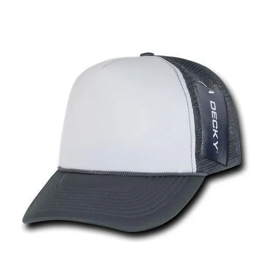 Decky Classic Trucker Hats Caps Foam Mesh Two Tone Blank Plain Solid Snapback
