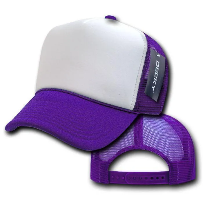 Decky Classic Trucker Hats Caps Foam Mesh Two Tone Blank Plain Solid Snapback