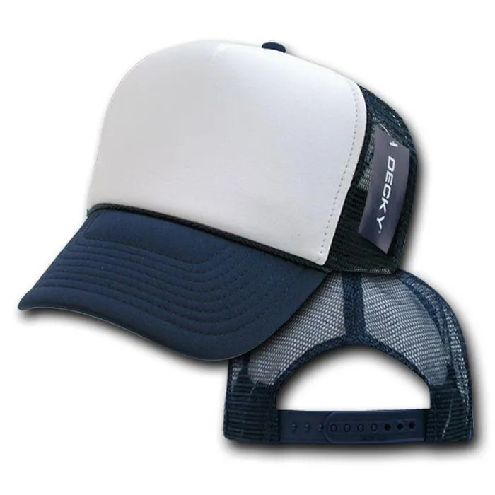 Decky Classic Trucker Hats Caps Foam Mesh Two Tone Blank Plain Solid Snapback