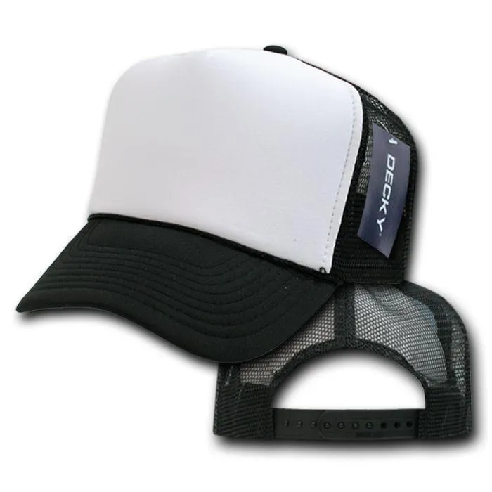 Decky Classic Trucker Hats Caps Foam Mesh Two Tone Blank Plain Solid Snapback