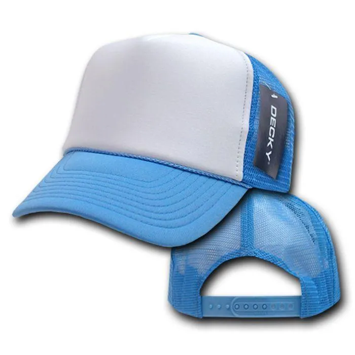 Decky Classic Trucker Hats Caps Foam Mesh Two Tone Blank Plain Solid Snapback