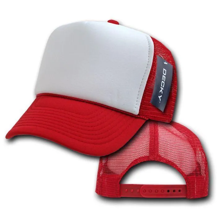 Decky Classic Trucker Hats Caps Foam Mesh Two Tone Blank Plain Solid Snapback