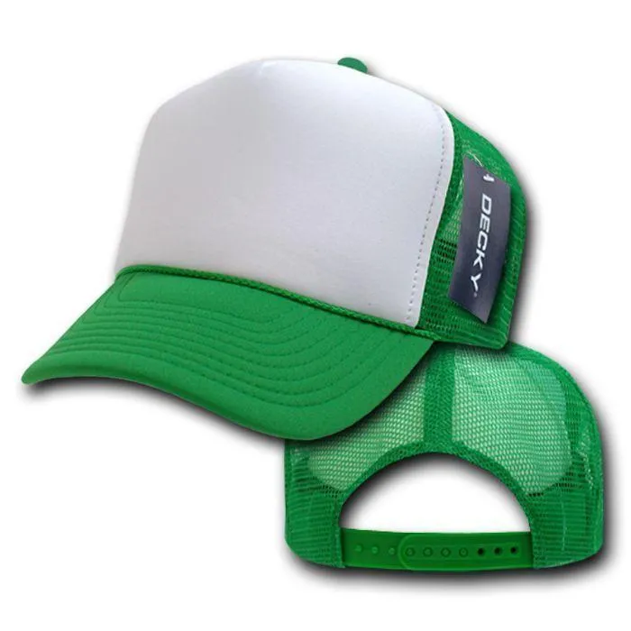 Decky Classic Trucker Hats Caps Foam Mesh Two Tone Blank Plain Solid Snapback