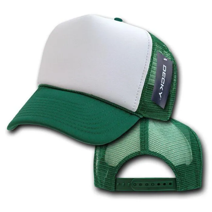 Decky Classic Trucker Hats Caps Foam Mesh Two Tone Blank Plain Solid Snapback