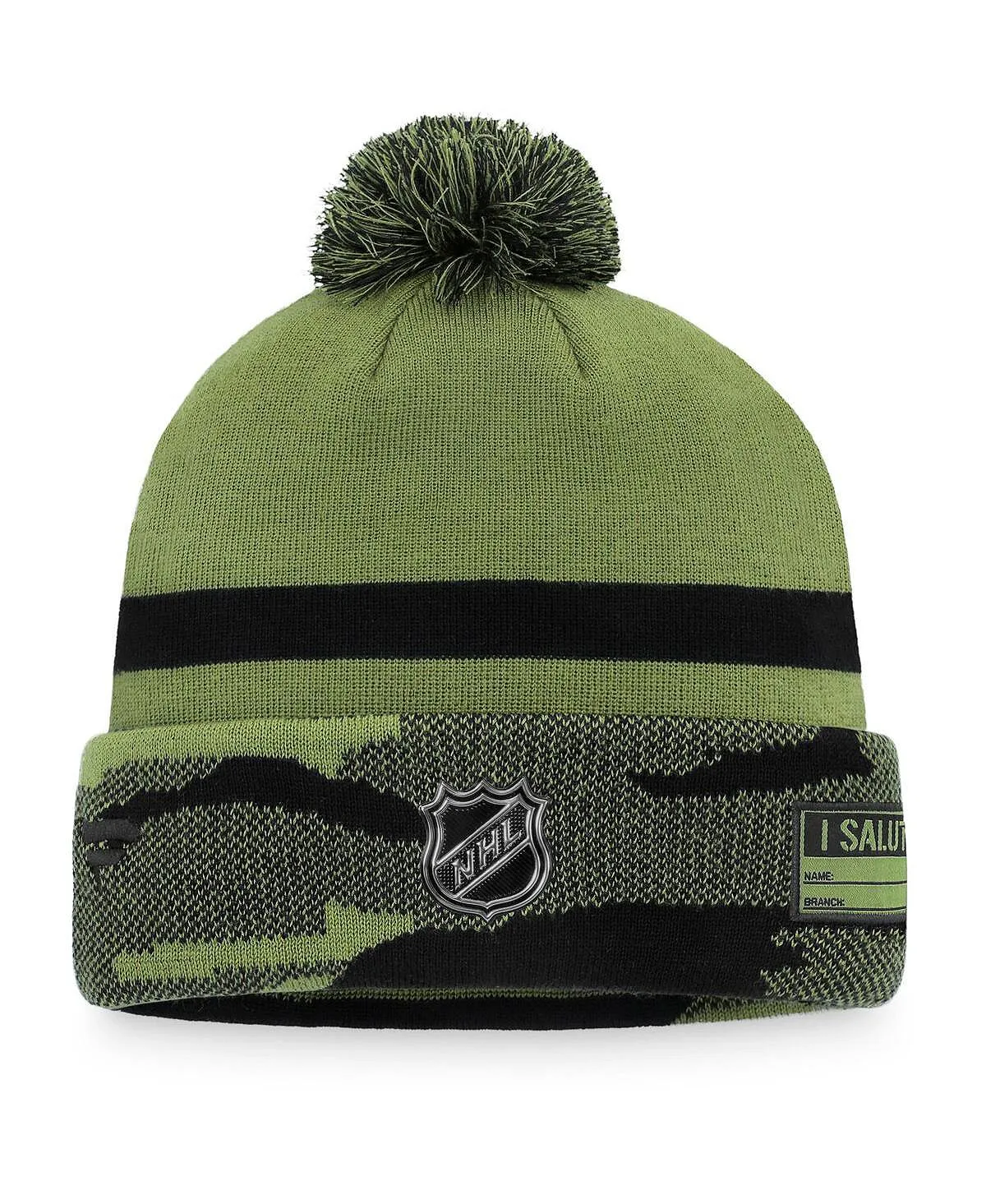 Fanatics Men's Military Style Washington Capitals Camouflage Knitted Hat with Cuffs and Pom Pom