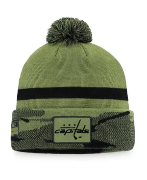 Fanatics Men's Military Style Washington Capitals Camouflage Knitted Hat with Cuffs and Pom Pom