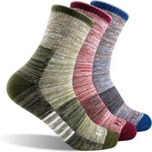 FEIDEER Women's Hiking Walking Socks, Multi-pack Outdoor Recreation Socks Wicking Cushion Crew Socks