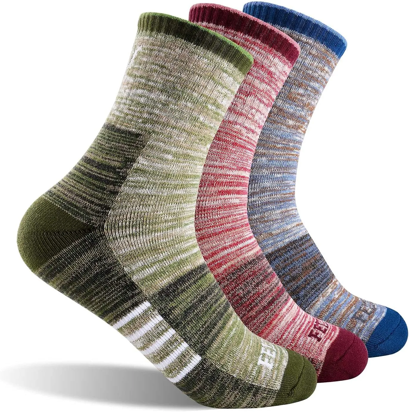 FEIDEER Women's Hiking Walking Socks, Multi-pack Outdoor Recreation Socks Wicking Cushion Crew Socks