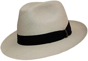 FINO Panama Fedora 2 1/2 Brim (55, Natural with Black Hatband)