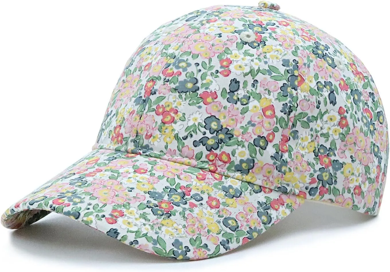 Floral Baseball Cap Cotton Dad Hat Adjustable Print Ball Cap for Women