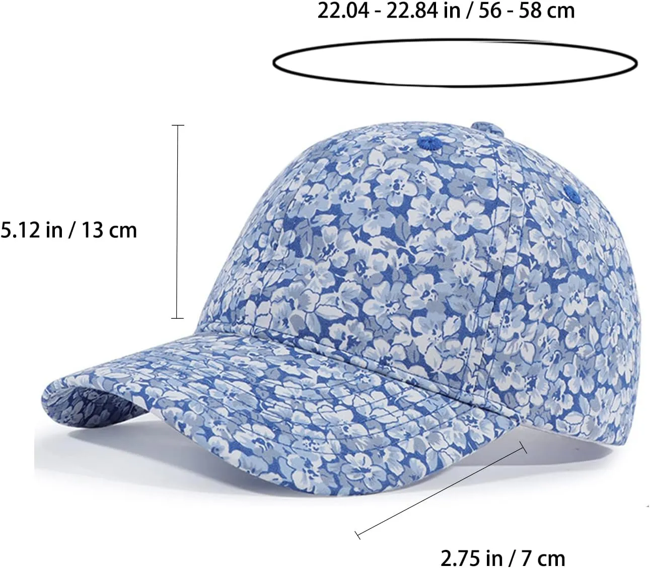 Floral Baseball Cap Cotton Dad Hat Adjustable Print Ball Cap for Women