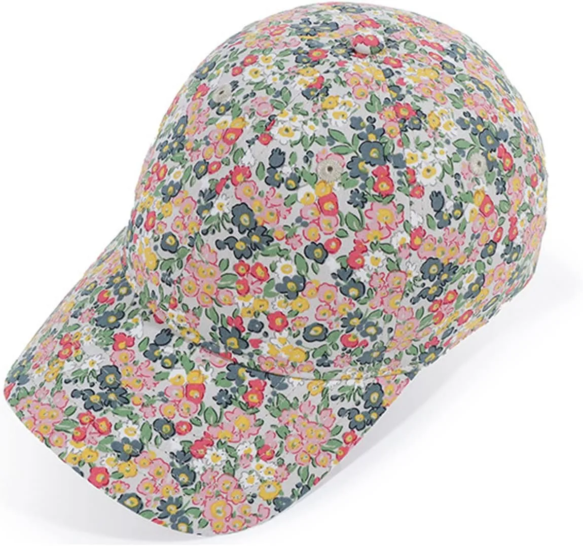 Floral Baseball Cap Cotton Dad Hat Adjustable Print Ball Cap for Women