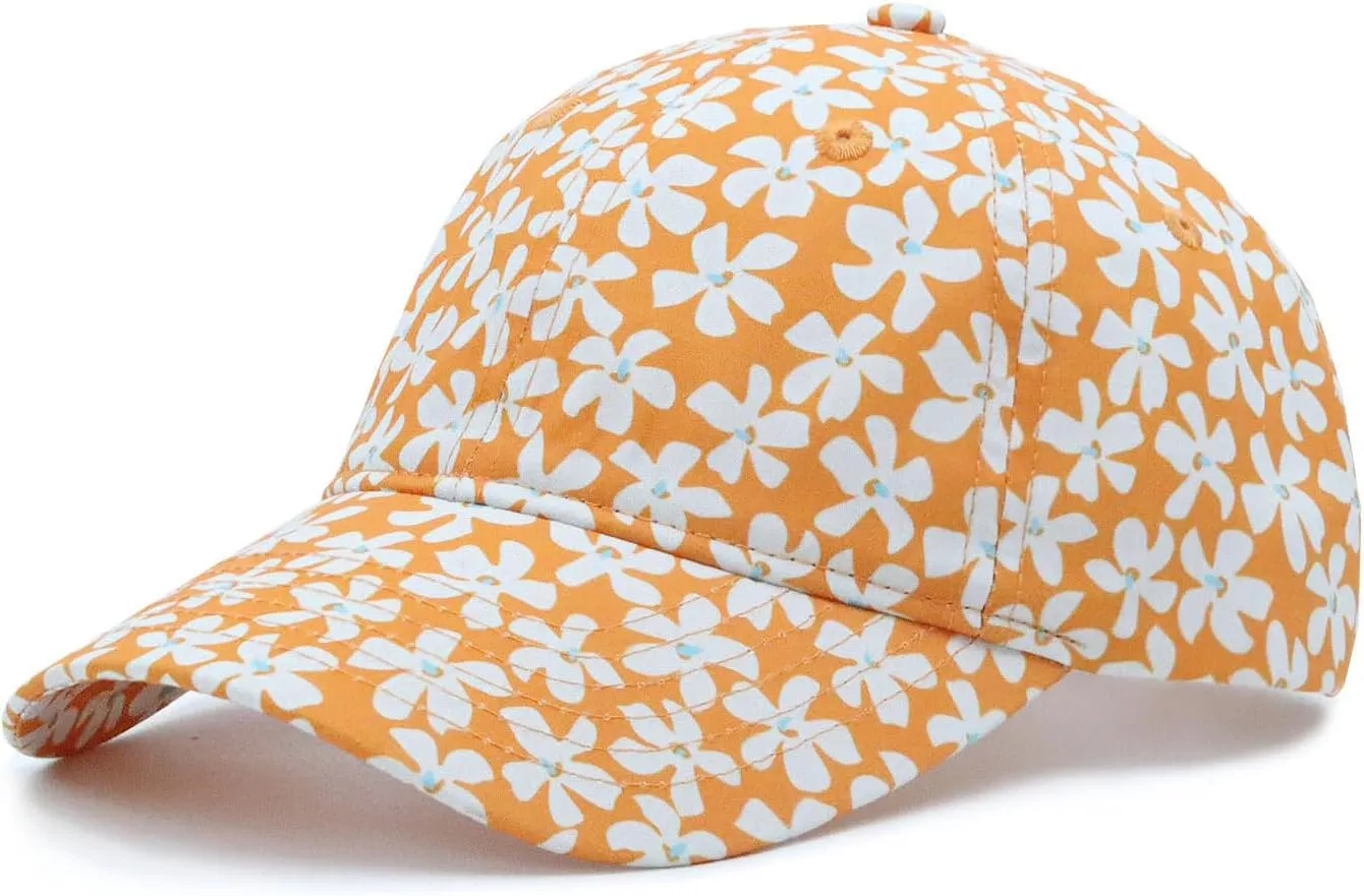 Floral Baseball Cap Cotton Dad Hat Adjustable Print Ball Cap for Women