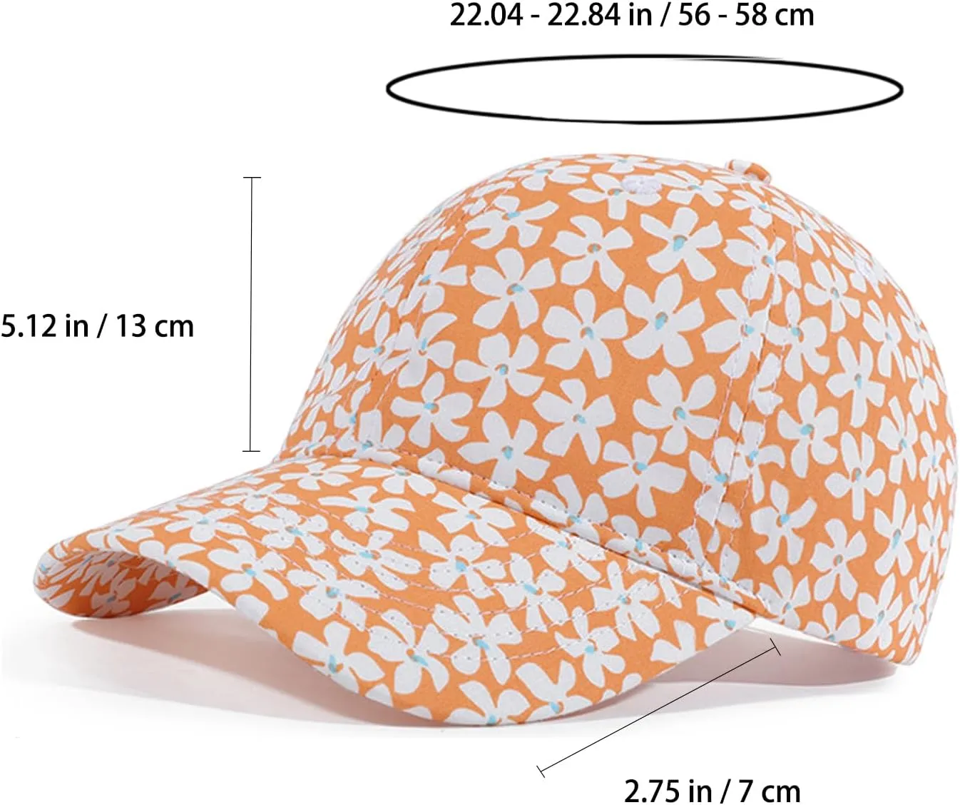 Floral Baseball Cap Cotton Dad Hat Adjustable Print Ball Cap for Women