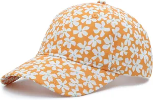 Floral Baseball Cap Cotton Dad Hat Adjustable Print Ball Cap for Women
