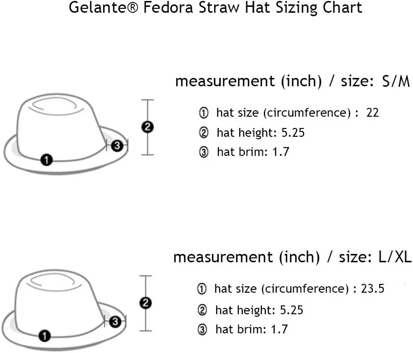 Gelante Summer Fedora Panama Straw Hats with Black Band