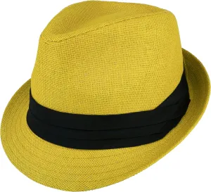 Gelante Summer Fedora Panama Straw Hats with Black Band