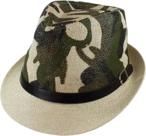 Gelante Summer Fedora Panama Straw Hats with Black Band