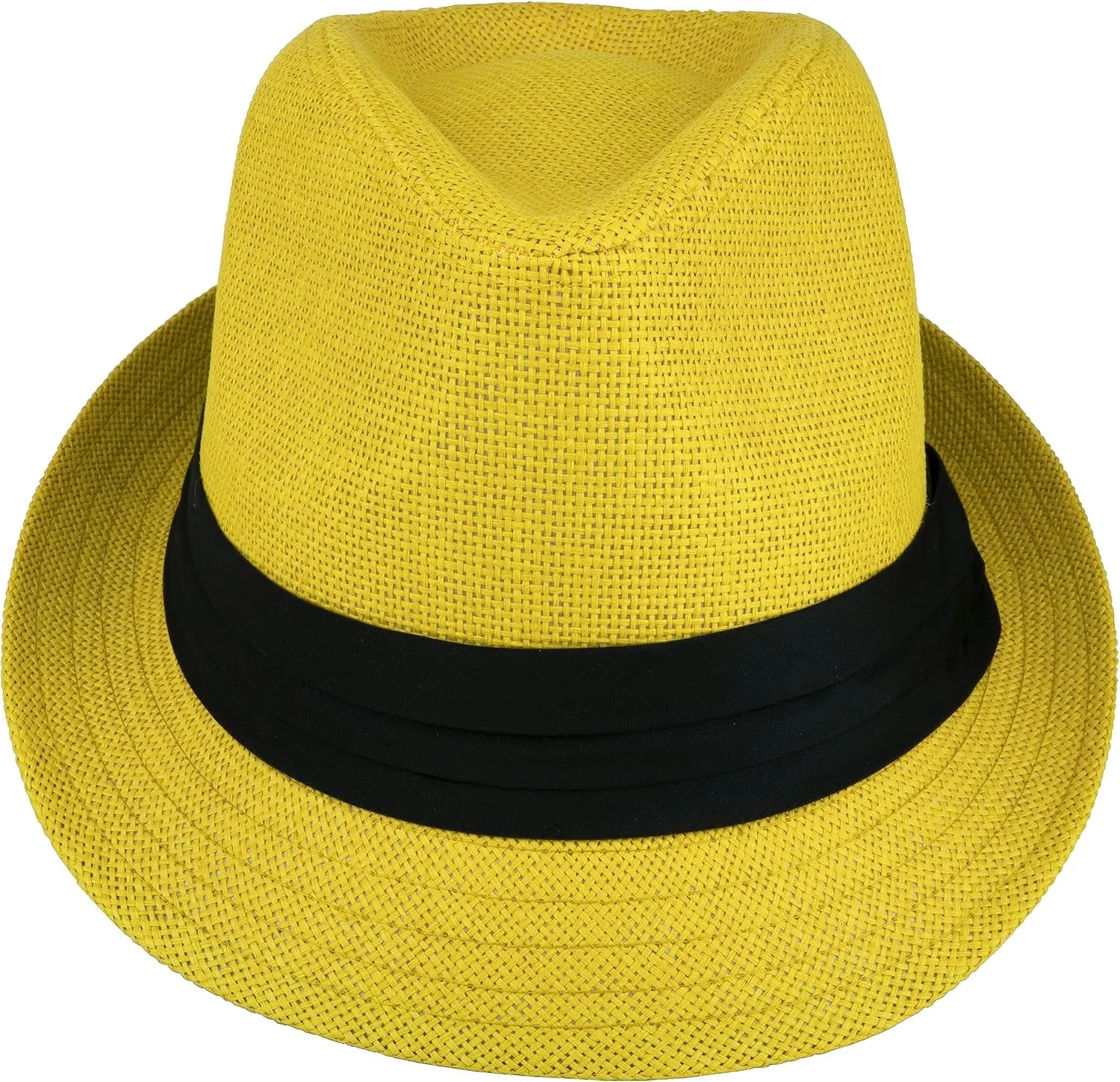 Gelante Summer Fedora Panama Straw Hats with Black Band