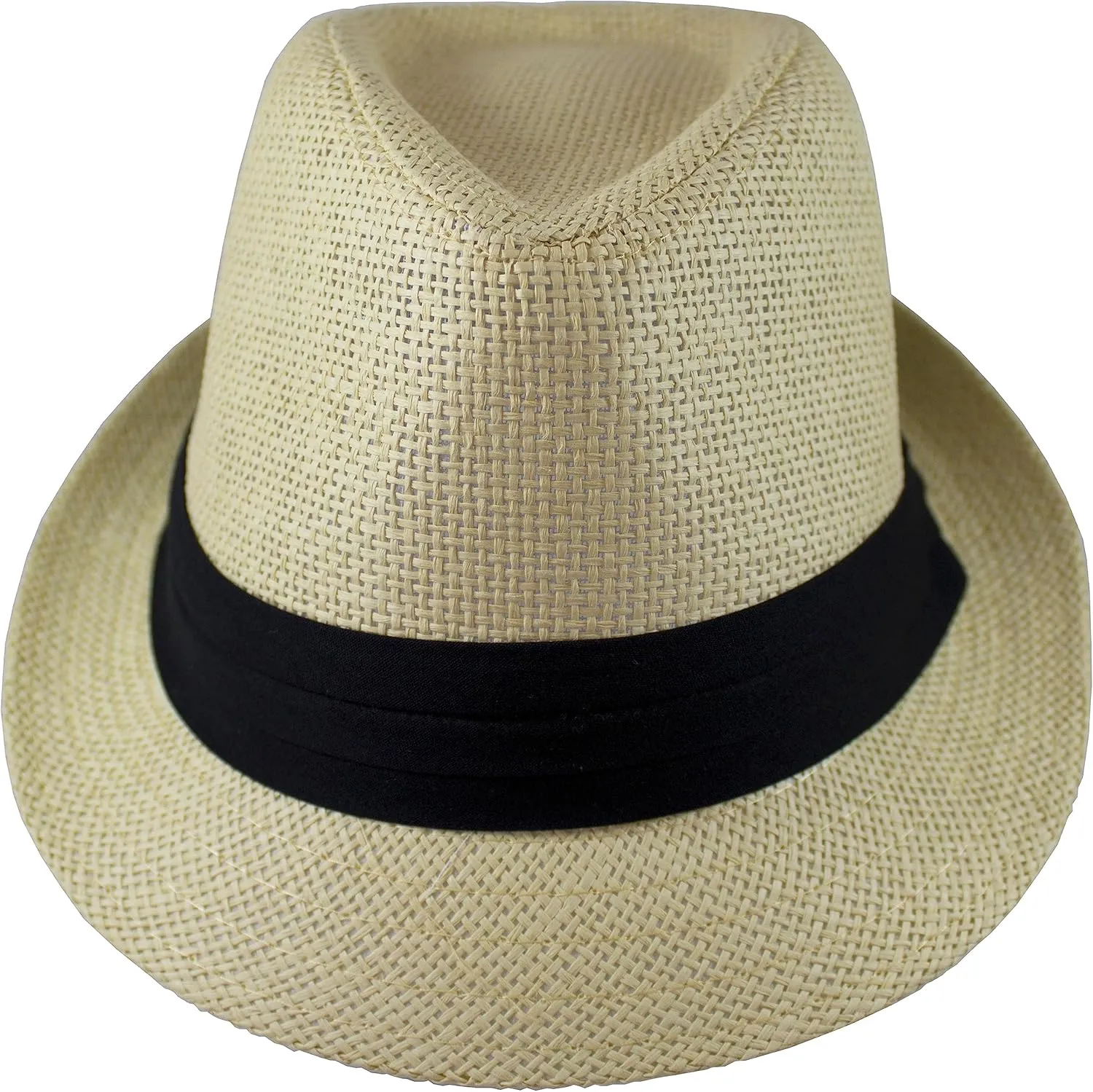 Gelante Summer Fedora Panama Straw Hats with Black Band