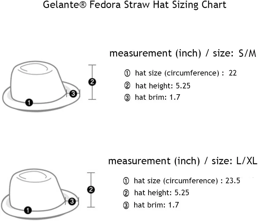 Gelante Summer Fedora Panama Straw Hats with Black Band