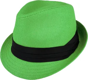 Gelante Summer Fedora Panama Straw Hats with Black Band