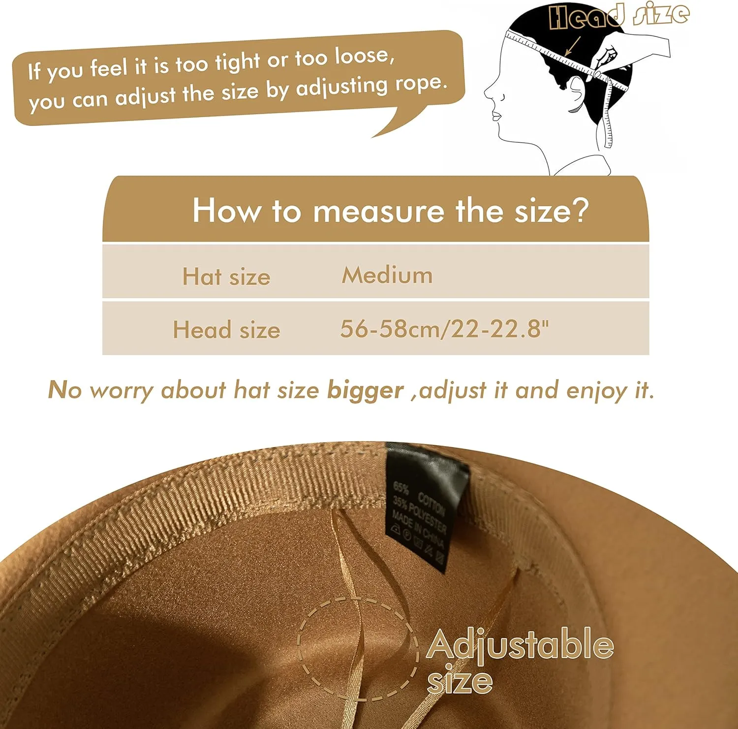 Gossifan Women's Felt Fedora Hat Wide Brim Panama Hats with Tassel