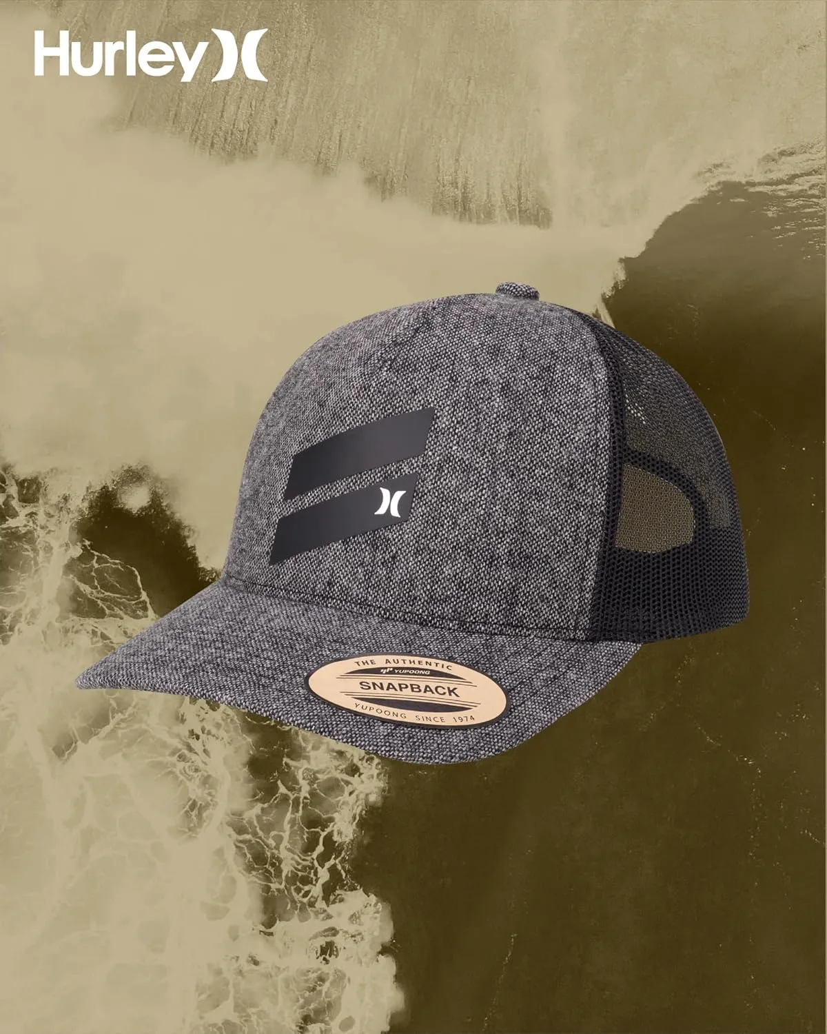 Hurley Men's Trucker Hat - Lightweight Breathable Poly Mesh Back Curved Bill Baseball Cap with Adjustable Snap Closure